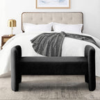 Teddy Ottoman Bench for Bedroom, 52" Upholstered End of Bed Bench for Living, Dining Room, Entryway and Hallway, Fireplace Bench, Easy Assembly (Black)