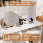 71" Kitchen Pantry Storage Cabinet with LED Light & Outlet, White | Large Countertop, DIY Pegboard, Adjustable Shelves, Freestanding Cupboards Sideboard for Living Room and Dinning