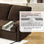 VINGLI Sectional Sleeper Sofa with Pull Out Couch Bed, 85 Inch L-Shaped Convertible Sofa Bed, 5 Seat Modular Sectional Couches for Living Room with Storage Chaise, USB Charging, Side Pockets