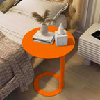 C-Shaped Round Side Table for Living Room, Bedroom, and Office - Metal Coffee and Bedside Table (Orange, 18.9 * 18.9 * 27.2in)