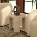 Alpine Furniture Sloane 20 in. W Round Wood End Table in Natural Driftwood