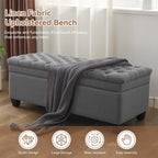 WUTUTUEE 51" Fabric Storage Ottoman Bench, Upholstered Rectangle End of Bed Storage Ottoman Tufted Living Room Bedroom Bench with Safety Hinge, Solid Wood Legs, Loads 500 lb(Dark Grey)