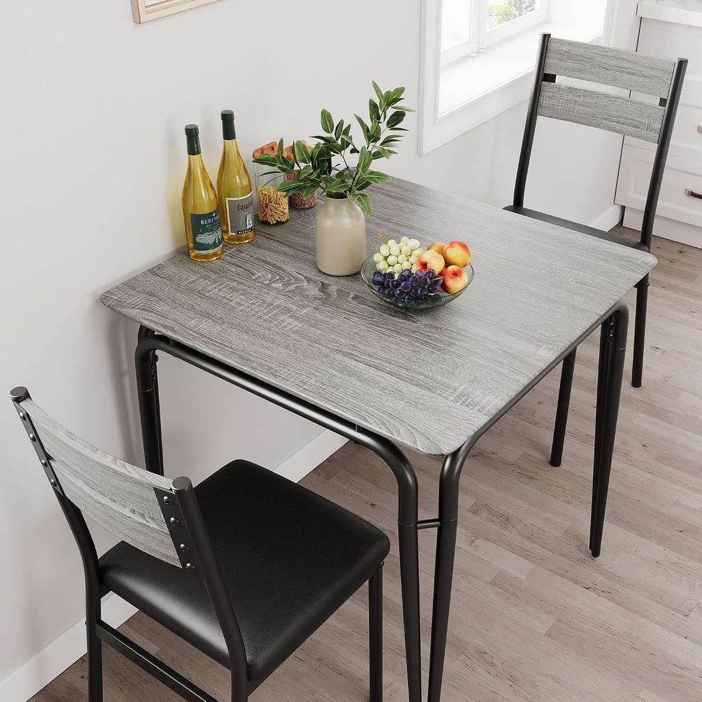 GarveeHome Dining Table for 2, Small Table and Chairs Set of 2, Square Dinette Set for 2, 3 Piece Kitchen & Dining Room Sets for Small Space (Oak, Table with 2 Upholstered Chairs)