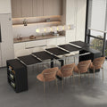 28" - 123" Large Extendable Dining Table, Expandable Table for 2-10 People with Side Storage Shelves, Multi-Functional Wood Kitchen & Conference Desk, Black
