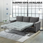 Signature Design by Ashley Rannis Queen Sleeper Sofa, Pewter Pull Out Couch | Pewter gray polyester chenille, Includes 4 in queen memory foam mattress, Space-saving 3-seater profile for living rooms
