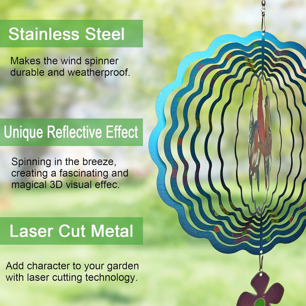 Birds Wind Spinner,Metal Wind Spinners for Outdoor,3D Double Sided Hanging Decor for Indoor,Outdoor,Unique Gifts for Women