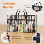 Lifewit DVD Storage Bags, Clear PVC Media Organizer with Handles, 2 Pack | Clear PVC with zipper and handles. Holds 180 DVDs (90 per bag). For Blu-ray, VHS, games, books, albums. Space-saving.