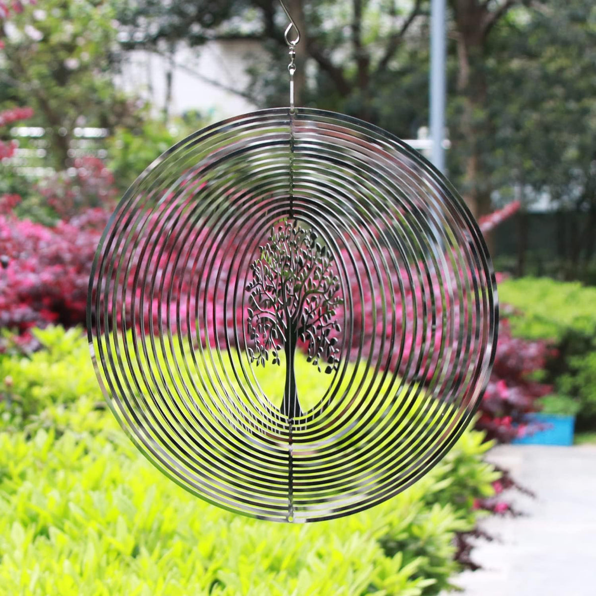 SPRING SONG Tree of Life 3D Wind Spinner for Yard and Garden Mirrored Stainless Steel Spinner Indoor and Outdoor Hanging Decor Crafts Ornament Gifts Kinetic Art Yard Garden Spinner