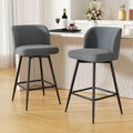 Swivel Bar Stools Set of 2, 26" Counter Height Bar Stools with High Back and Metal Legs, Fabric Bar Chairs, Modern Barstools for Kitchen Island, Light Grey