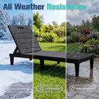 Devoko Outdoor Chaise Lounge Chair Set of 2 with 5-Position Adjustable Back, Waterproof & Lightweight PP Lounge Chairs for Outside Pool Patio (Black)