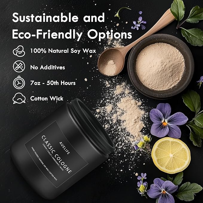 Classic Cologne Candle | Candles for Men - Men's Cologne Scent, Gifts for Men - Soy Candles for Home Scented, Aromatherapy Candle Home Fragrance Decor - 7oz Black Jar, Long Lasting
