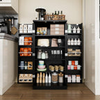 Shintenchi 47'' Kitchen Pantry Cabinet, 5-Layer Storage Cupboard, Black | Adjustable Shelves, for Organizing and Storing Food Items, Versatile Buffet Sideboard, for Kitchen, Bathroom and Laundry