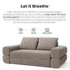 LIKIMIO FlipNest Convertible Sleeper Sofa Bed Floor Sofa 3-in-1 No Assembly, Foldable Mattress with Corduroy Upholstery Light Brown, Lounge Loveseat Couch for Living Room Studio Guest Room