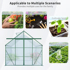 KEIKI 8x8 FT Double Door Polycarbonate Greenhouse with Aluminum Frame,Raised Base and Roof Vent,Walk-in Greenhouses for Patio Garden Backyard