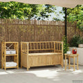 Bamboo Garden Storage Bench, Outdoor Patio Seating with Hidden Storage Compartment, 43.3 x 18.5 x 31.5 Inch Rectangular Wood Bench for Backyard, Balcony, Indoor and Outdoor Use