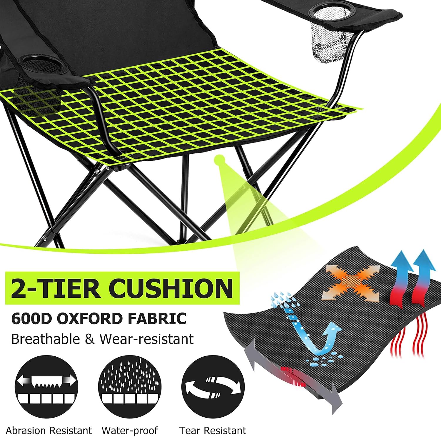 Joyfair Camping Lawn Chairs & Table Set, Large Beach Chairs for Outside | Portable Folding Camp Chair for Adults, Heavy Duty Foldable Design for Outdoor Backpacking Fishing Sport, with Carry Bag