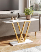 LITTLE TREE Console Table Hallway Table for Entryway 43 Inch Sofa Table Entryway Tables for Living Room, White & Gold