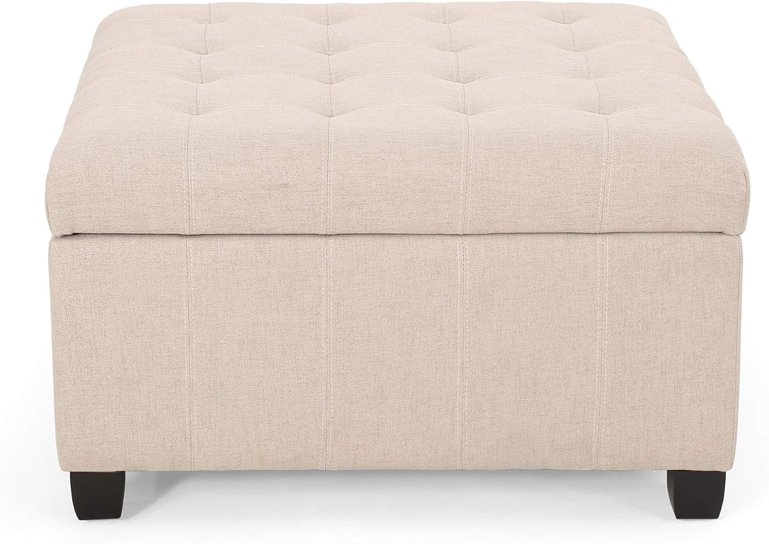 Merax 31" Modern Fabric Square Storage Ottoman, Foot Rest Waffle Stitch Pattern Multifunctional Extra Seat, Side Table, Footstool for Living Room Bedroom, Wheat