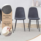 55" Black Dining Table Set for 6, 7 piece Modern Dining Table Set with Farbic Chairs, Farmhouse Kitchen Table Chairs Set of 6 Suit for Living Dining Room Furniture, Sturdy and Easy-to-Clean