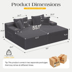 85'' Loveseat Chaise Lounge Chair, Oversized Double Couch | Deep Seat Sofa Bed Sleeper Couch, Reading Chairs Cloud Sofas for Living Room, Bedroom, No Assembly, Corduroy Dark Gray