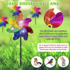 10 PCS Reflective Pinwheels for Yard and Garden Bird Devices Pre-Installed Sparkly Wind Spinner Deterrent to Scare Birds Away from Yard Patio Farm (Multicolor-2)