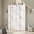 Armoire Wardrobe Closet with Doors: 89" Extra Tall White Wardrobe with Storage on Top, Bedroom Armoires with 4 Doors and 4 Drawers, Large Wood Closet Armoire for Hanging Clothes