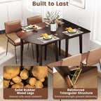 Giantex Dining Table for 2-4, 34" Rectangular Dinner Table with Solid Rubber Wood Frame, Space-Saving Kitchen Table for Small Space, Apartment, Living Room, Home Office (Walnut)