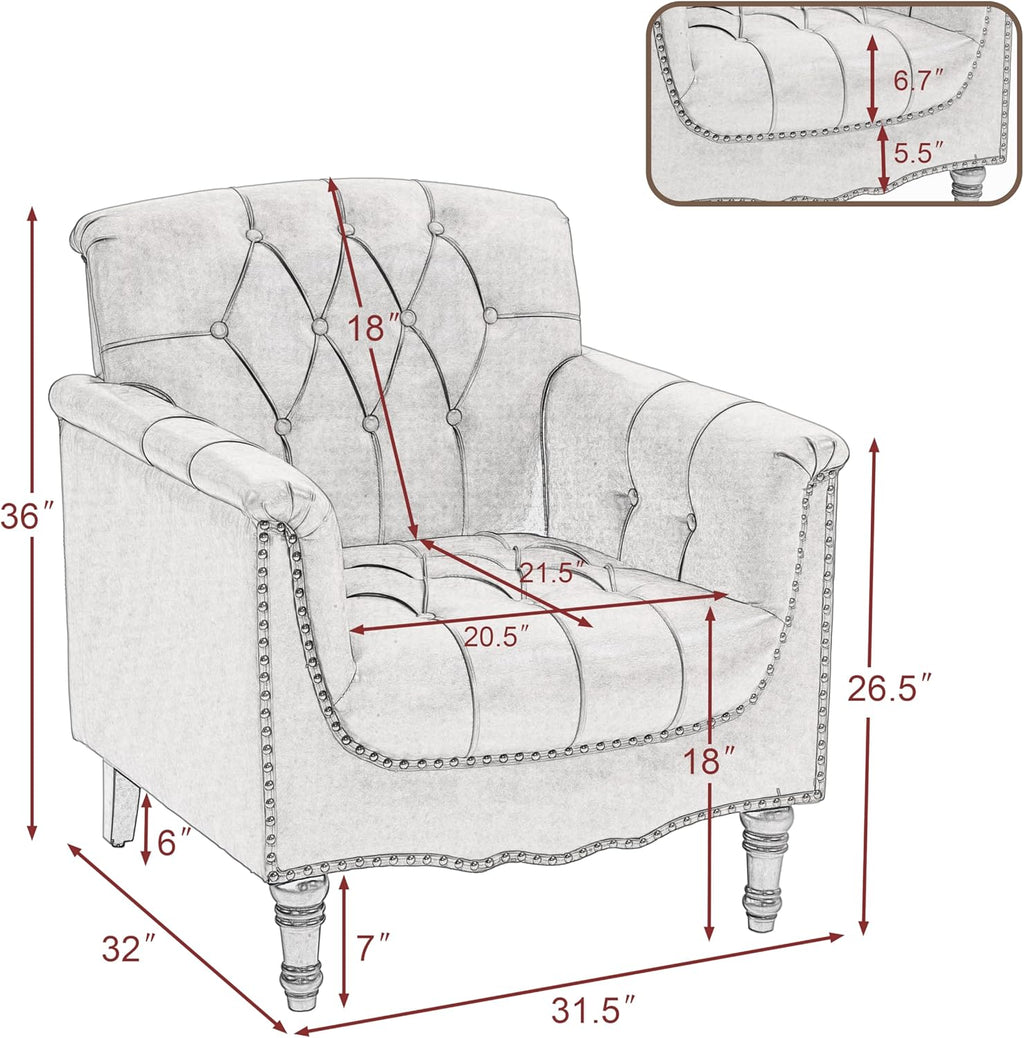 PU Leather Accent Chairs Set of 2, Comfy Club Chair Upholstered Armchair for Living Room, Button Tufted Arm Chair Retro Single Sofa Side Reading Seat for Bedroom (Brown)