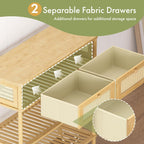 Entryway Table Sofa Console Table, Bamboo Small Entry Way Table with Drawers Storage and Power Outlets for Living Room, Hallway, Foyer, Entrance