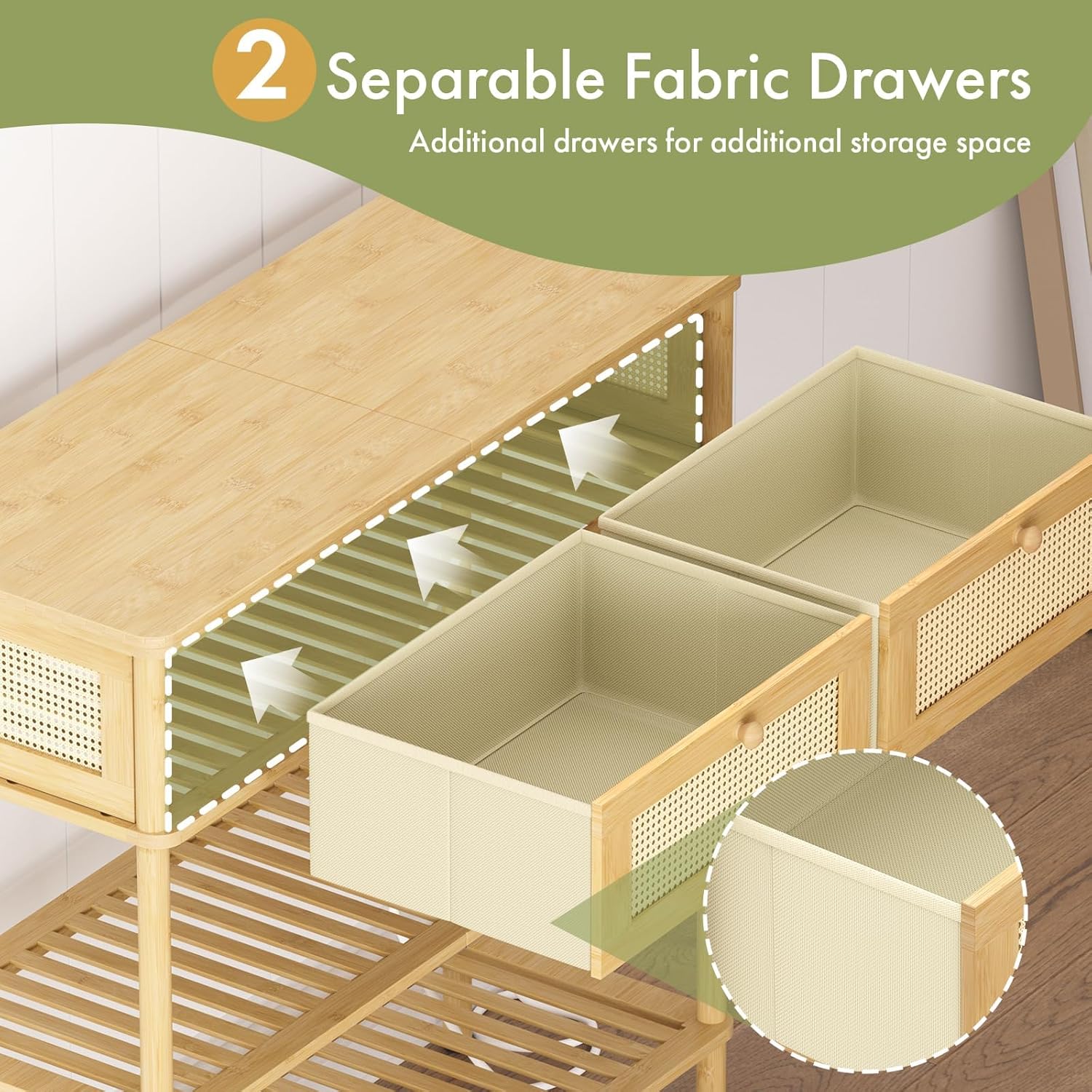Entryway Table Sofa Console Table, Bamboo Small Entry Way Table with Drawers Storage and Power Outlets for Living Room, Hallway, Foyer, Entrance