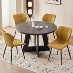 Modern Upholstered Dining Chairs Set of 4, Yellow(Only Chairs) | Armless Curved Backrest Dining Room Chair Water Resistant Fabric Kitchen Chairs with Adjustable Foot Pads for Living Room