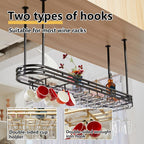 Adjustable Hanging Wine Rack, Metal Ceiling Shelf Cafe Cups, Retro Rustic for Kitchen Bar Restaurant Cellar