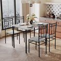 5 Piece Dining Table Set, Modern Metal&Wood Kitchen Dinner Table with 4 Chairs, Dining Room Table Sets for Small Spaces, Gray