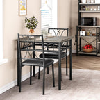 Dining Table Set for 2, Kitchen Table with 2 Upholstered Chairs, Wood 3-Piece Kitchen Dining Room Table Set for Apartment, Small Space, Space Saving, Retro Gary