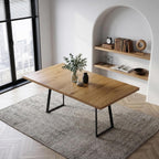 Modern Extendable Dining Table with 15.35" Butterfly Leaf, 47" to 63" Folding Kitchen Table for 4-6 People, Industrial Wood Top with Heavy Duty Metal U-Shape Legs, Space Saving Table for Dining Room