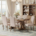Tufted Upholstered Parsons Dining Chair Set Fabric Diner Accent Stylish Modern Kitchen Living Room with Button Sturdy Solid Wood Legs, 2-Pack