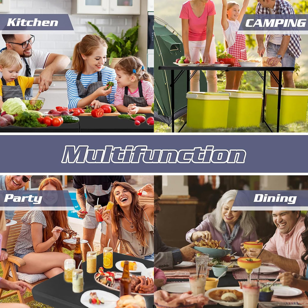 Camp Field 4 FT Plastic Folding Table, Portable Heavy Duty Indoor Outdoor | 4 Foot table for dining, parties, games, picnics and camping, with durable plastic top and space-saving folding design.