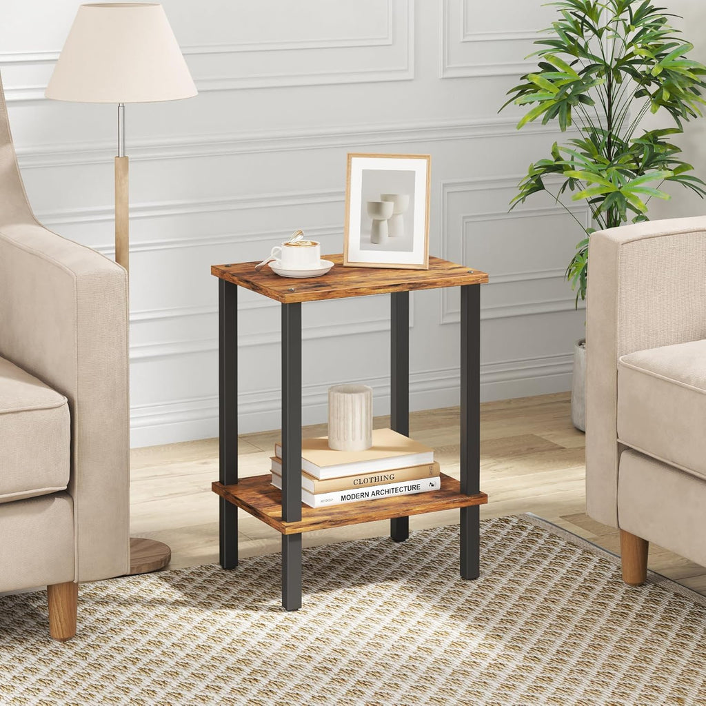 TUTOTAK End Table, Set of 2, Side Table, Nightstand, 2-Tier Storage Shelf, Sofa Table for Small Space, Living Room, Bed Room TB01BB035