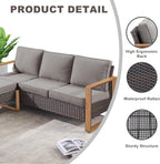 Rilyson Outdoor Couch Wicker Patio Sofa, Rattan Patio Furniture Sofa with Sturdy Frame,All-Weather PE Wicker,Wide Armrest,Deep Seating and Thick Cushions for Deck Porch Garden(Brown/Grey)