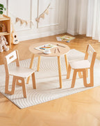 ROBUD Wooden Toddler Table and Chair Set, 2 Height Adjustable Toddler Chair Ages 3-8, Kids Desk for Classroom/Daycare/Home, Children Multi-Activity Table, WG425