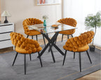 Square Dining Table for 4, 36" Modern Glass Kitchen Dining Room Table with Black Metal Cross Legs, Tempered Glass Tabletop, Perfect for Dinner Kitchen Living Dining Room