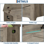 GAOMON Storage Chest, Storage Bench with Safety Hinge, Farmhouse Style Wooden Trunk for Entryway, Bedroom, Living Room, Washed Grey