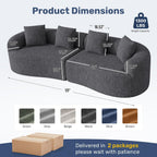 110” Modern Curved Sofa,Oversized Couch for Living Room,Cloud Couch,Modular Sectional Sofa with Deep Seat,No Assembly Required,Black