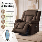 Korser Dual Motor Power Lift Recliner Chair for Elderly with Massage and Heat, Oversized Electric Recliner with Side Pockets, Living Room, Waffle, Brown