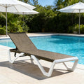 Kozyard Outdoor Chaise Lounge Chair, Full Flat Adjustable Patio Lounger with Aluminum Frame & Resin Legs, Textilene Fabric for Poolside, Backyard & Beach (Beige, Chair)