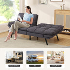 Opoiar Futon Sofa Bed Convertible Memory Foam Foldable Couch Modern Sleeper Loveseat with Adjustable Armrests&Backrests for Small Spaces Office Studio Apartment Dorm Game Room
