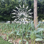 Unique and Magical Metal Windmill, 3D Wind Kinetic Sculpture, Wind Spinner Solar, Lawn Solar Wind Spinners for Yard and Garden, Wind Catchers Metal Outdoor Patio Decoration (1 PCS -Silver)