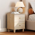 WAMPAT Nightstands with Charging Station&2 Sliding Storage Drawers, Modern Farmhouse End Tables Wood Bedside Table with 2 AC Outlets & USB Ports for Living Room, Bedroom, Light Oak