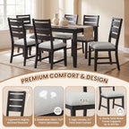 COLAMY Modern Dining Chairs Set of 4, Breathable Fabric Kitchen Chairs with High-Resilience Cotton Padding, Ergonomic Solid Wood Legs Accent Seating for Living Room 250LBS,Black