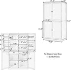 Kitchen Pantry Cabinet with Storage Drawers and 2 Adjustable Shelves, Freestanding Tall Cabinet with 8 Door Shelves, High Freestanding Kitchen Pantry, Gray